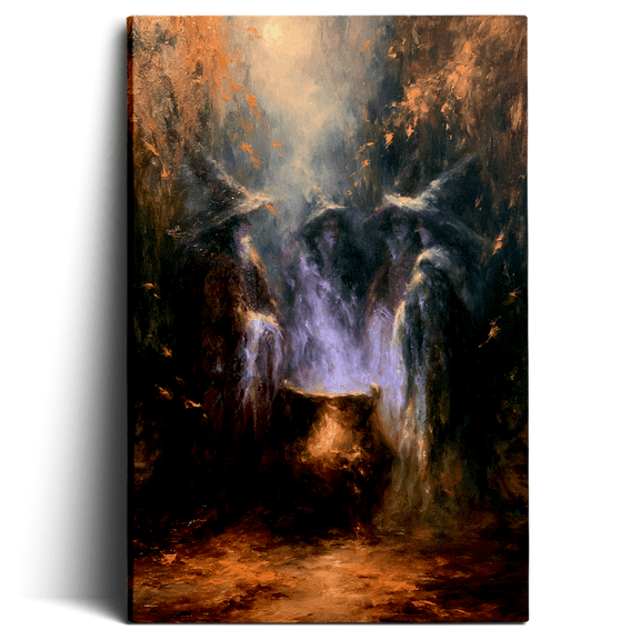 Topbout Art Witches Cauldron Vintage Gothic Canvas Wall Art Gallery Wrapped for Bedroom