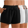 thumbnail image 2 of POROPL 3 Pack Women's Shorts Casual Elastic Waist Shorts with Pockets Sports Short, 2 of 9