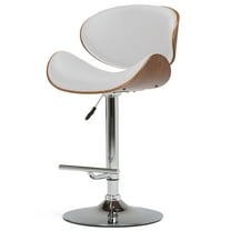 Simpli Home Marana Faux Leather Bentwood Adjustable Gas-Lift Bar Stool in White