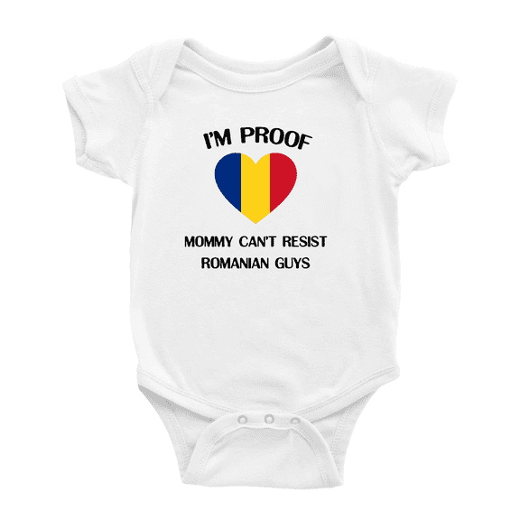 I'm Proof Mommy Can't Resist Romanian Guys Baby Bodysuits Newborn Clothes (White, 0-3 Months)
