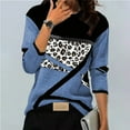 thumbnail image 6 of Womens Long Sleeve T Shirts Tops Fashion Casual Crewneck Leopard Print Flannel Brushed Fall Clothes for Women Tees Blouses Blue M, 6 of 6
