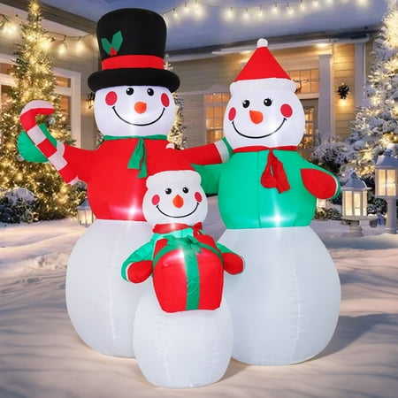Inadays Christmas Inflatables Decorations Indoor Outdoor 6Ft Snowman Family Blow Up With Led Lights Xmas Decor Lawn Yard Patio Garden Christmas Decoration Festive Holiday Spirit