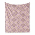 thumbnail image 1 of Abstract Soft Flannel Fleece Blanket, Circular Eastern Inspired Motifs of Geometric Details Abstract Print, Cozy Plush for Indoor and Outdoor Use, 50" x 70", Lilac Almond and Mustard, by Ambesonne, 1 of 5