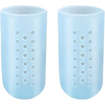 Gel Toe Protector Silicone Toe Caps Toe Sleeve Protectors Pain for Corns Blisters and Ingrowns Toenails Crystal Foot File (Light Blue, L)
