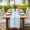 thumbnail image 3 of Gradient Aqua Blue Table Runner 70 Inches Long,Modern Rustic Minimalist Pastel Solid Cotton Linen Table Runners Dresser Scarves,Decorative Tabletop Scarf Furniture Cover for Home Dinner Party 13"x70", 3 of 8