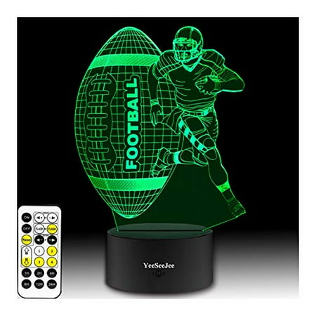 

YeeSeeJee Football Gifts for Men 3D Illusion Lamp with 7 Colors Timer Remote Birthday Gifts for Boys Age 6 7 8 9 10 Year Old Boys Gifts (FOTB 7CB)