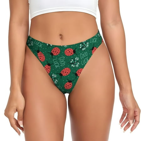 Rateoe Good Luck Ladybug Pattern Seamless Women Underwear Thongs No Show Ladies Thong No Line Breathable Comfortable Panties Undies for Women-XX-Large