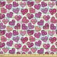 thumbnail image 2 of Ambesonne Valentine's Day Fabric by the Yard Upholstery, Hearts in Geometric, 5 Yards, Pink Fuchsia and Salmon, 2 of 5