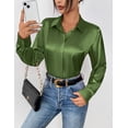 thumbnail image 3 of Zeagoo Satin Blouse for Women Long Sleeve Silk Button Down Shirt Casual Business Dressy Top Spring Fashion Silk Blouse, 3 of 6