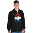 thumbnail image 4 of Vintage Patriotic American Buffalo Unisex Fleece Graphic Zip Up Hoodie Brisco Brands 3X, 4 of 6
