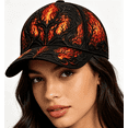 thumbnail image 6 of Hotyverty Clearance Red Orange Flame Tree Baseball Cap, Dark Gothic Embossed Textured Adjustable Soft Woven Fabric, Unique Halloween Hat Halloween Gifts For Men Women Street Punk Holiday Outfits, 6 of 6