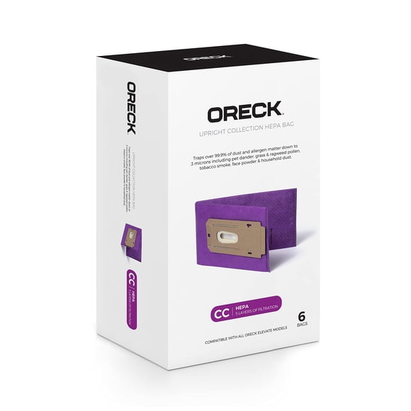 Bolsa para aspiradora Oreck Type CC HEPA AK1CC6H, paquete de 6 unidades, color morado