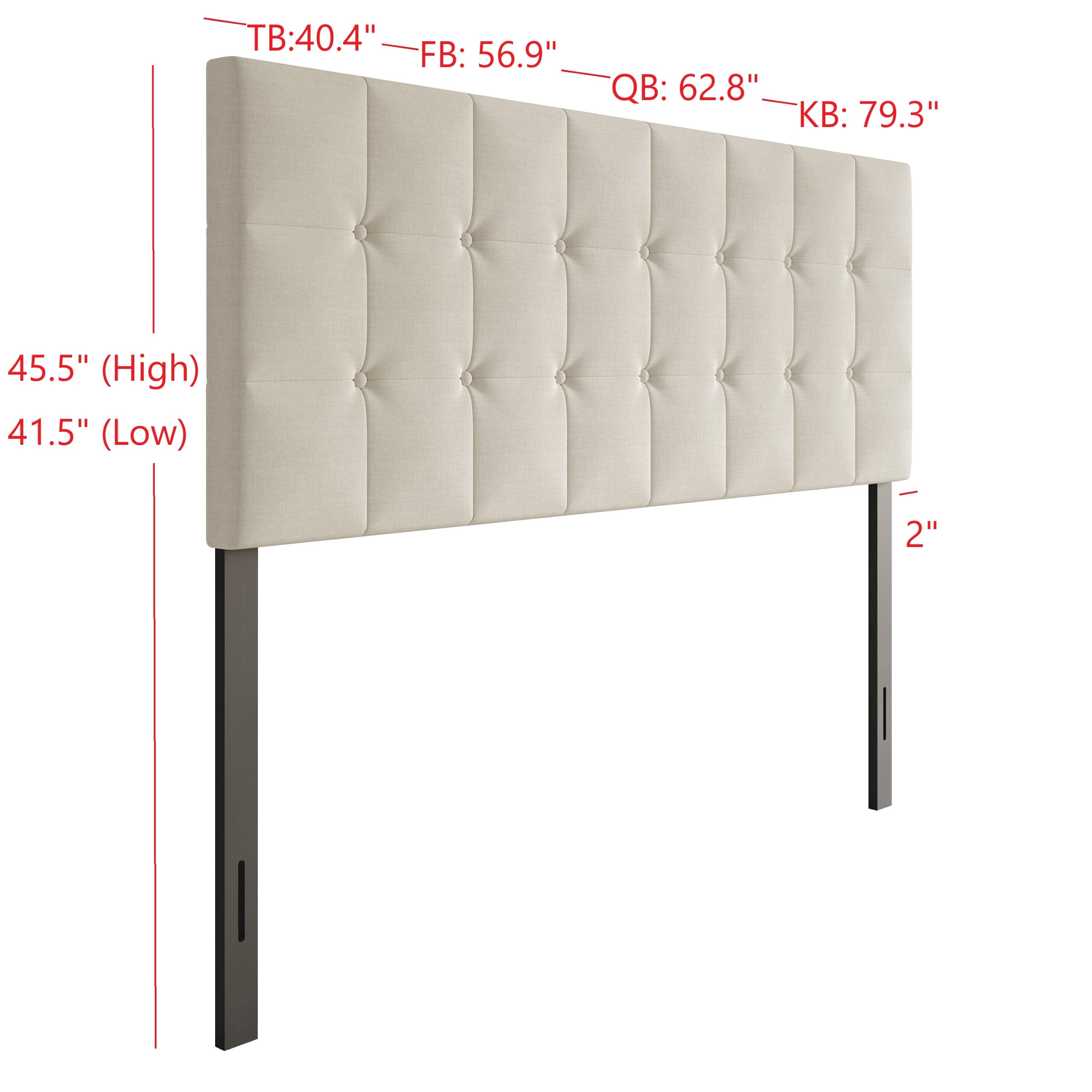 Home Design Ida King Upholstered Transitional Adjustable Headboard With Button Tufted For Adult, Grey