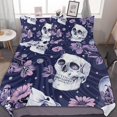 thumbnail image 1 of HAHDAXIA Gothic Skull Bedding Solid Comforter Set for All Seasons,3 Pieces(1 Comforter+2 Pillowcases),Soft Microfiber Bedding Set Queen(90"x90"), 1 of 7