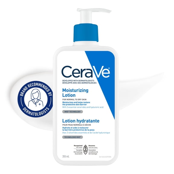 CeraVe Lotion Hydratante Quotidienne, Lotion Légère pour Visage et Corps avec Céramides, 355 ml