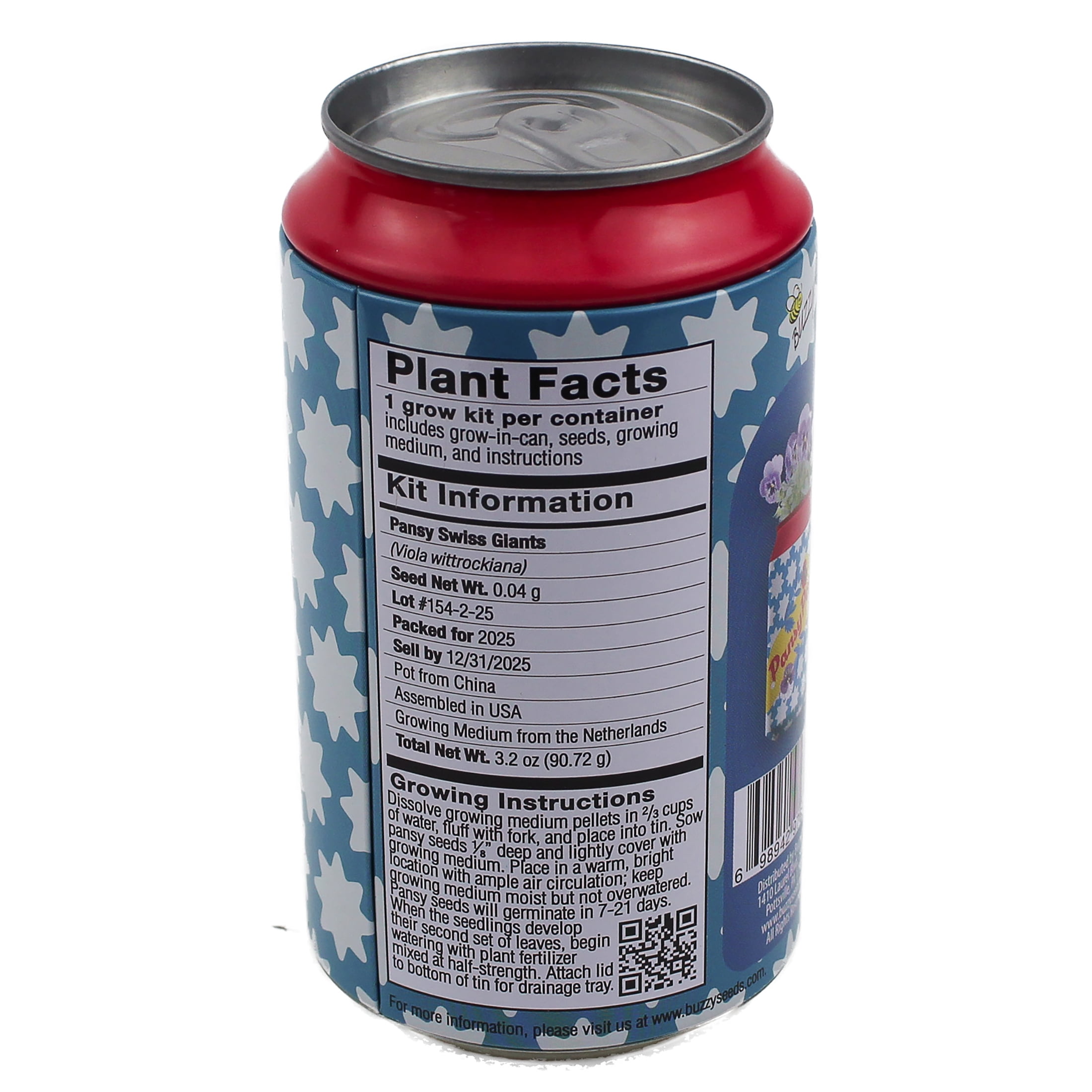 Buzzy Pansy Pop Flower Soda Can Grow Kit Item 97632