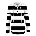 thumbnail image 6 of HAPIMO Sweatshirt for Women Long Sleeve Casual Striped Color Splicing Sweatshirt Button V-Neck Pullover Tops Pocket Drawstring Teen Girls Fashion Clothes Black S, 6 of 6
