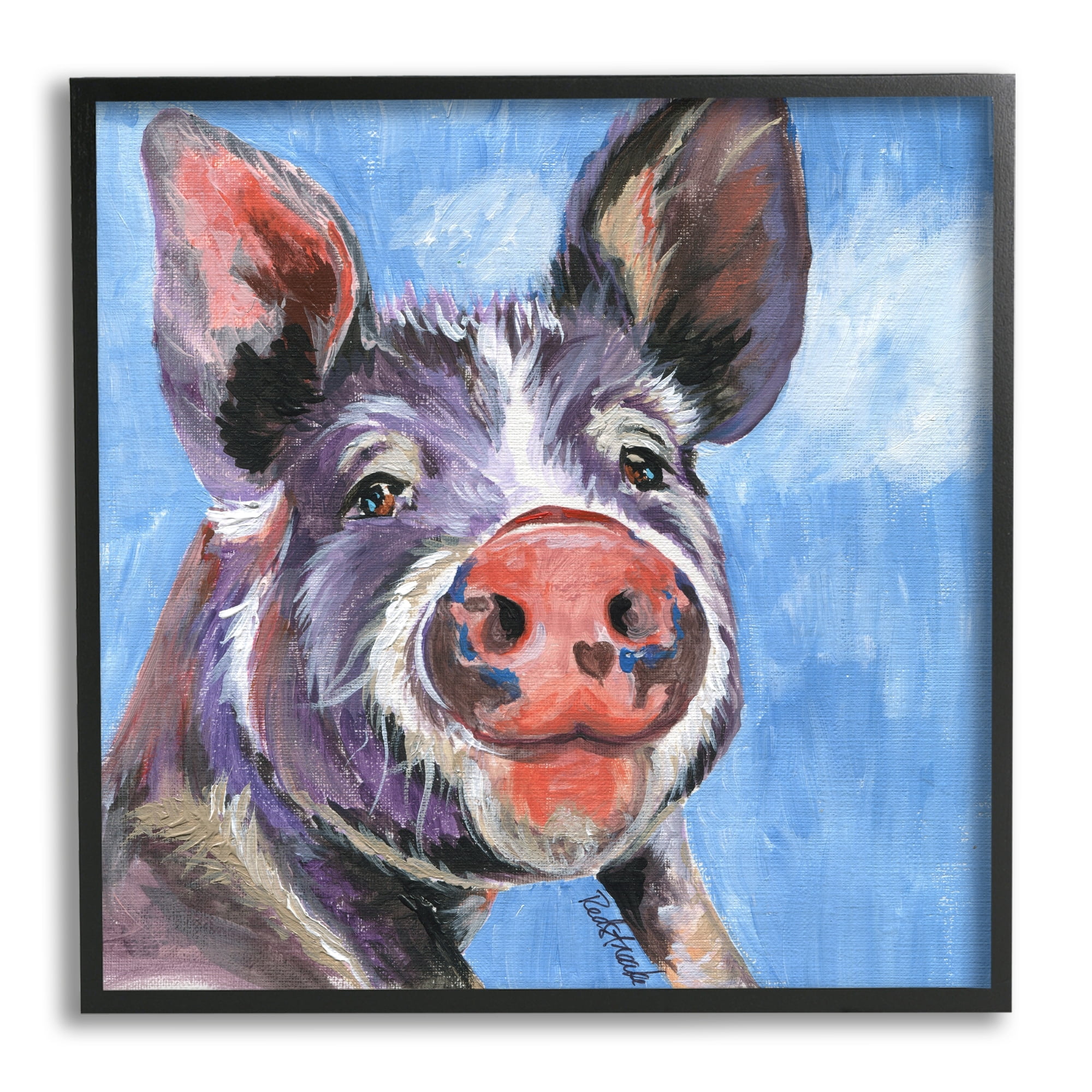 Stupell Industries Intricate Pig Hog Painting Bold Contemporary Strokes Painting Black Framed Art Print Wall Art, Design by Jennifer Redstreake