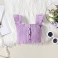 thumbnail image 5 of LNMQLPDBS Toddler Sets for Girls Fly Sleeve Ruffle Trim Button Crop Top & Button Mini Skirts with Girdle Set 2pcs Gifts for 3 Year Old Cute Trendy Summer Sets for Baby Gitl Purple 5-6 Years, 5 of 9