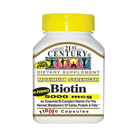 21St Century Biotin 5000 Mcg High-Potency, Capsules - 110 Ea, 3 Pack