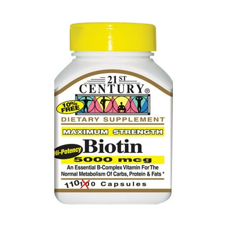 21st Century 5000 mcg Biotine haute puissance, capsules - 110 Ea