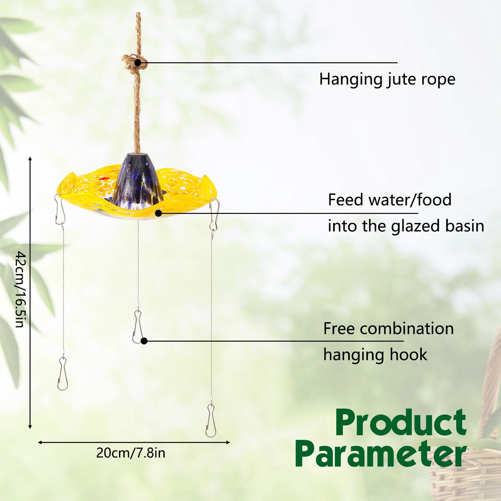 ZLBDYG Outdoor Hanging Bird Feeder – Windproof & Rainproof Wild Bird Feeding Station with 3 Hooks, Colorful Garden Decor for Backyard, Patio & Birdwatching Enthusiasts