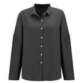 thumbnail image 4 of Ruyang Women's Single Pleated Lapel Shirt Independent Station Explosion Women's Solid Color European And American Sleeve Top Quarter Length Sleeve Shirts Women, 4 of 9