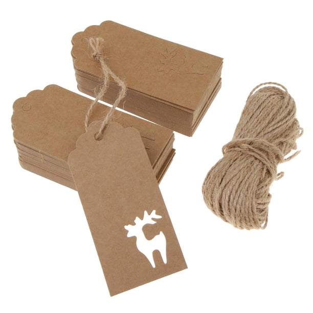 100pcs Papel Kraft Navidad Ciervos Elk Etiquetas colgantes Adornos de etiquetas de de marrón Soledad Etiquetas colgantes de navidad