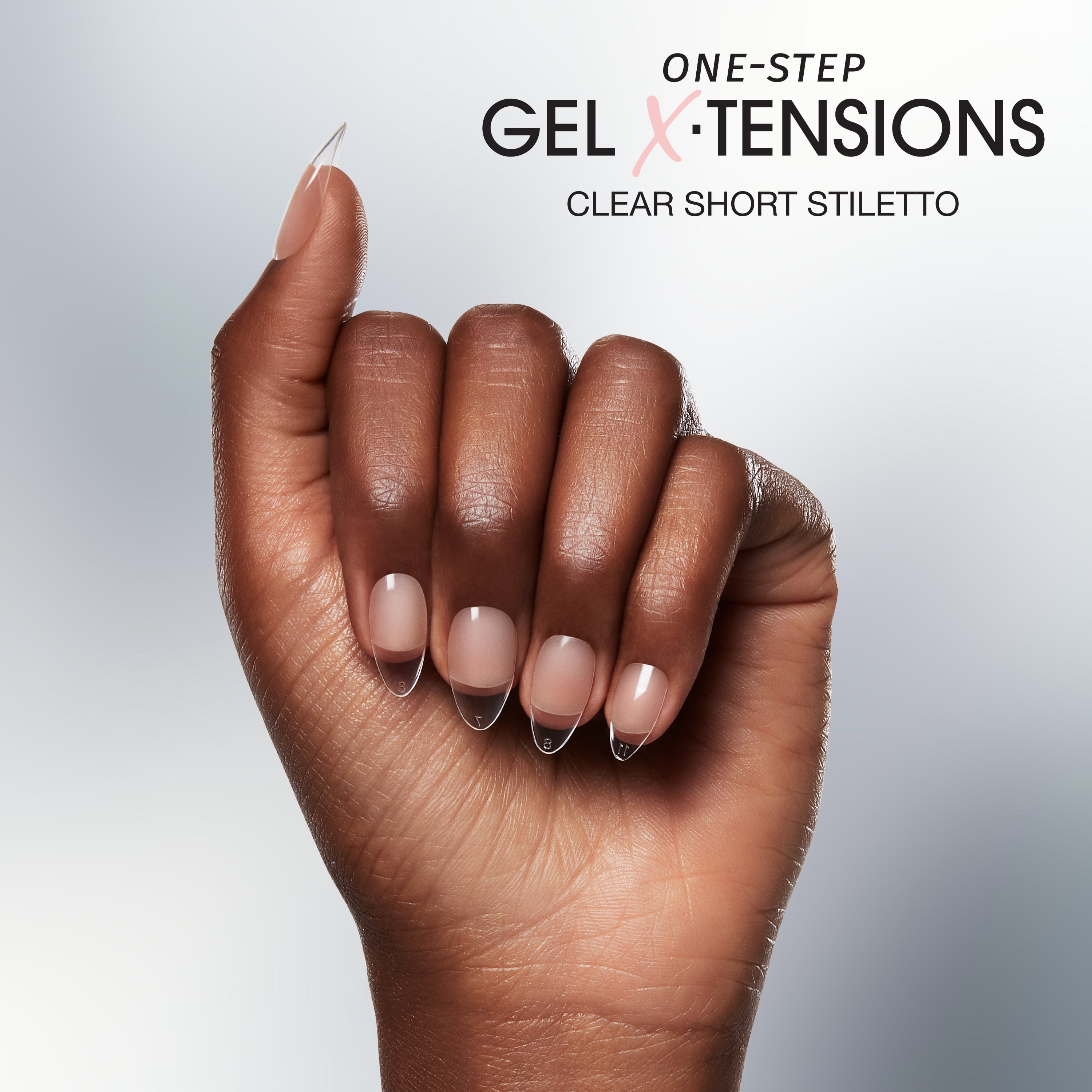 Salon Perfect Artificial Fake Press On Nails, 305 Gel X-Tension, Clear, Stilletto, File and Glue Inlcuded, 120 Nails
