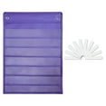 thumbnail image 4 of kowaku Classroom Pocket Chart 7 Rows with 10 Dry Eraser Cards Accessories Learning Tool for Students Words Number Home Grammar Cards Purple, 4 of 9