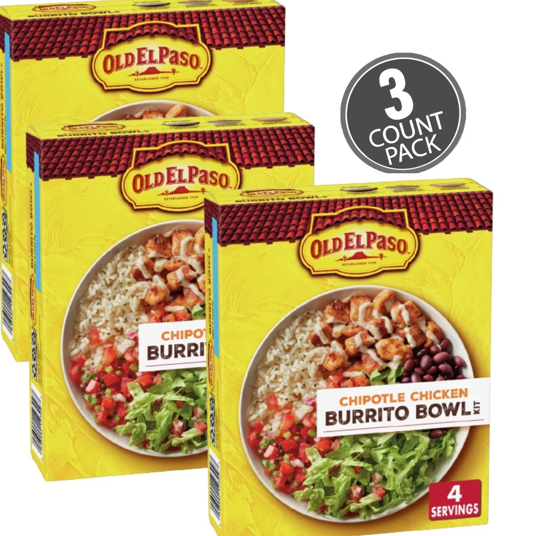 Old El Paso Burrito Bowl Kit Chipotle Chicken 11oz pack of 3