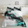 thumbnail image 2 of Erosebridal Black and Grey Teal Queen Comforter Set Marble Aesthetic Bedding Set Queen, Modern Marbling Bedding Comforter Sets Watercolor Foil Print Duvet Set, Stone Pattern Quilted Comforter, 2 of 6