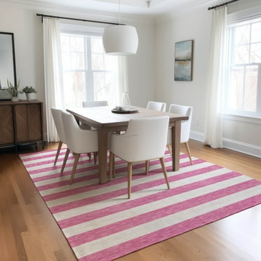 Addison Rugs Chantille Indoor/Outdoor Transitional Stripes Pink Washable Rectangle Rug, 10' x 14'