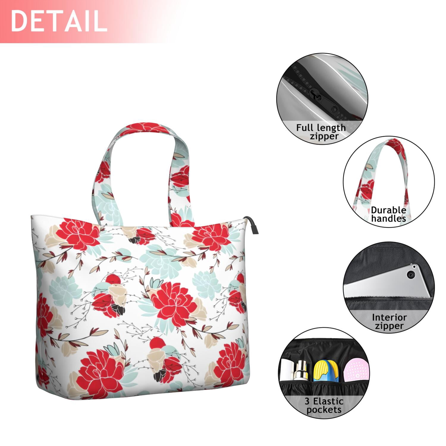 Pioneer Flower Floral Print Pattern Travel Tote Bags for Women Carry On,Large Weekender Bags for Women Travel,Multi Functional Duffle Bag for Work,Shopping,Sports