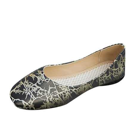 

TAIAOJING Women s Pointed-Toe Ballet Flat Autumn Casual Shoes Flat Bottom Comfortable Snake Print Slip On Shallow Mouth