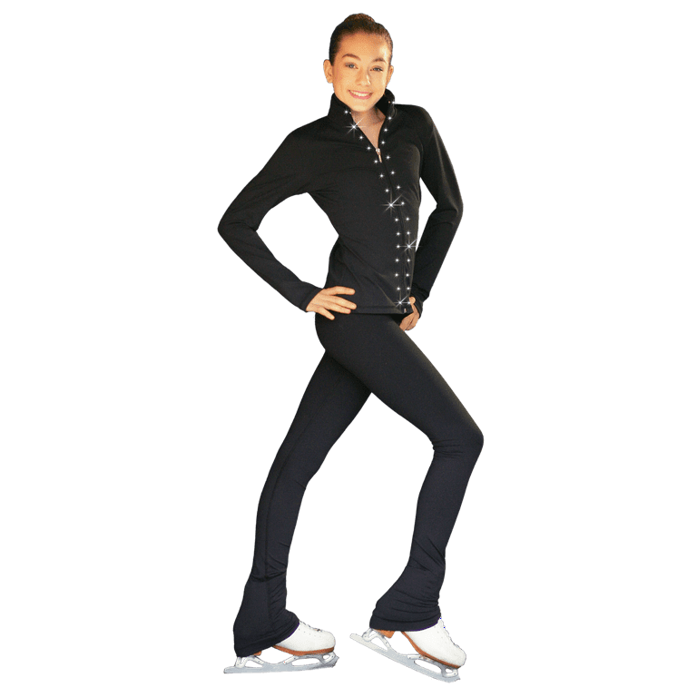 Chloe Noel PS735 Solid Over-the-hill Skate Elite Figure Skating Pants with  Front Pocket and Swarovski Crystal Block 