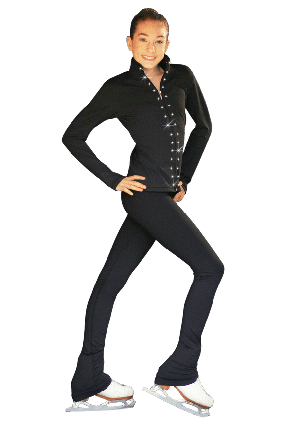 Chloe Noel PS735 Solid Over-the-hill Skate Elite Figure Skating Pants with Front Pocket and Swarovski Crystal Block