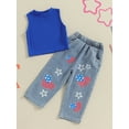 thumbnail image 2 of FEORJGP 4th of July Little Girls 2PCS Summer Outfits 1T 2T 3T 4T 5T 6T Kids Girl Ribbed Sleeveless Vests Crew Neck Tank Tops and Heart Print Elastic Jby Fashion Cool Casual Clothes for Daily, 2 of 8