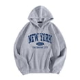 thumbnail image 2 of New York Hoodie Sweatshirts for Women 2025 Fall Winter Long Sleeve Graphic Hooded Sweatshirt with Pockets Pullover Tops, 2 of 3