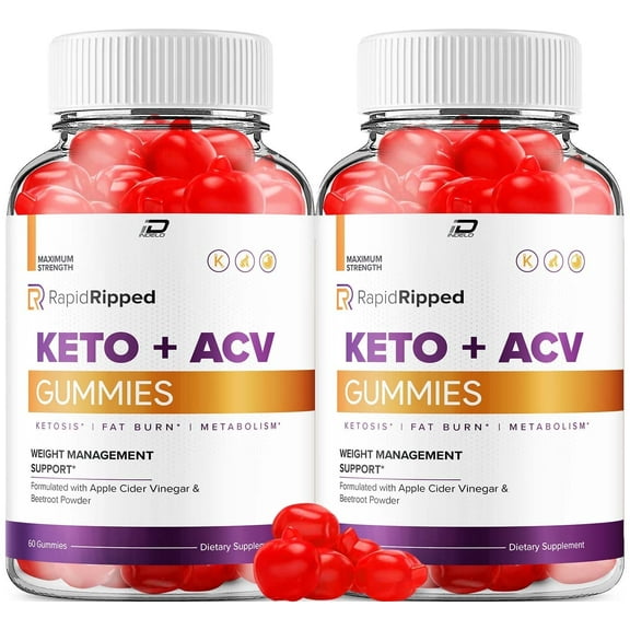 (2 Pack) Rapid Ripped Keto ACV Gummies Supplement - RapidRipped Keto   ACV Gummies 1000 MG, All Natural Apple Cider Vinegar Gummy, Maximum Strength Keto Vitamins plus ACV, RapidRipped Reviews