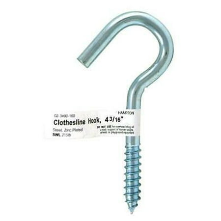 

2PK Hampton Small Zinc-Plated Silver Steel 4.1875 in. L Clothesline Hook 215 lb.(Pack of 10)