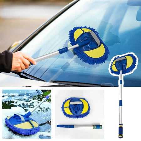 

Weloille Car Wash Brush Mop Kit with Long Handle Detachable Pole Chenille Scratch Cleaning Dusters Towels for Car RV Truck Washing Detailing