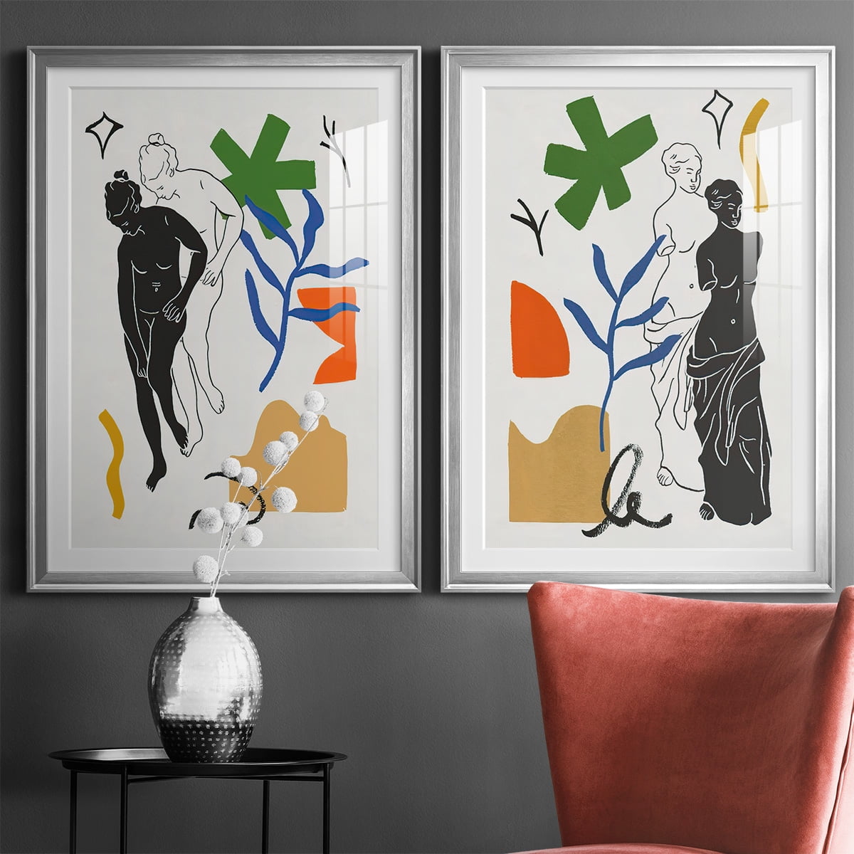 Wexford Home Starry Venus III Premium Framed Print, 22.5" x 30.5" - Ready to Hang, Silver (Set of 2)