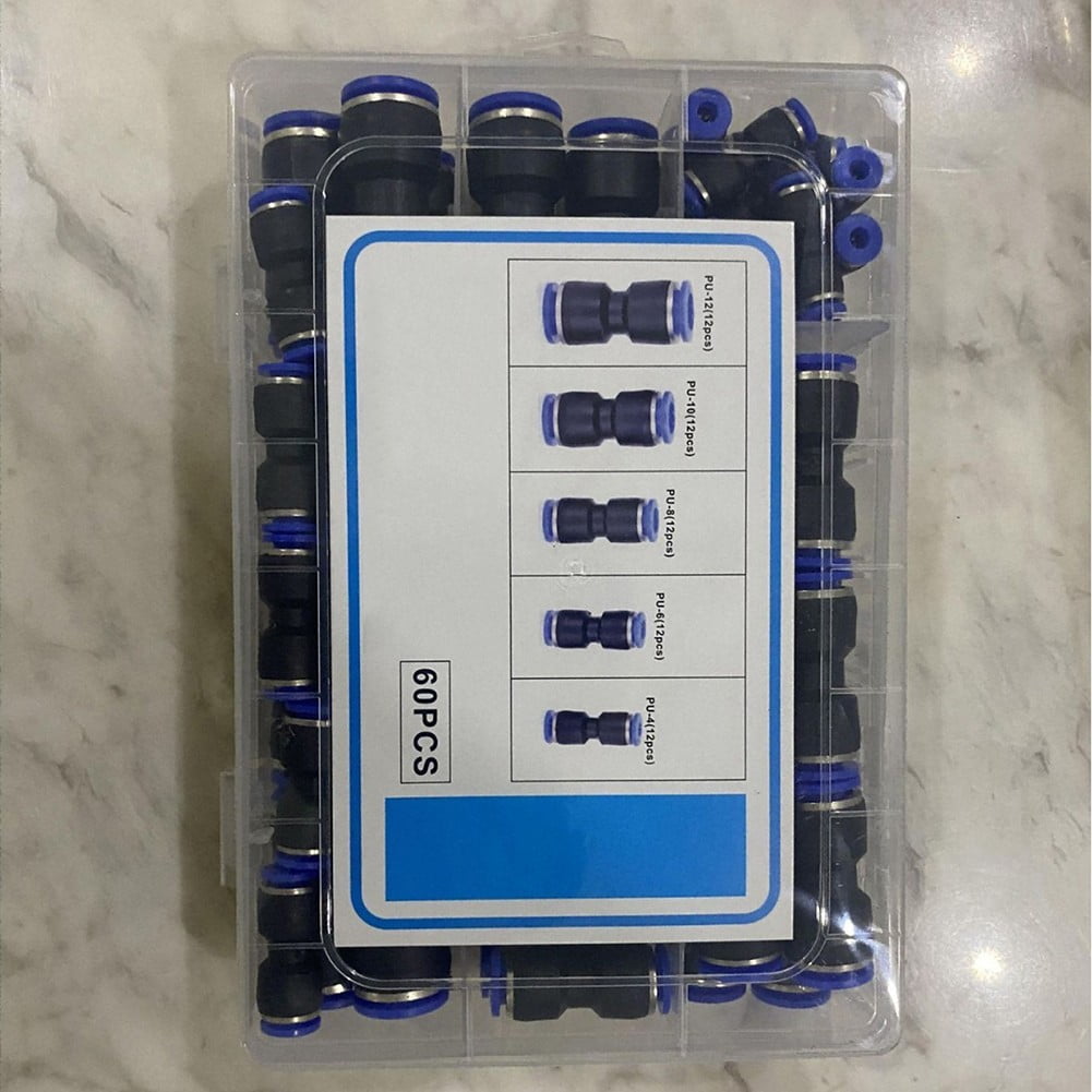 60Pcs Quick Connect Air Hose Fittings Kit 5/32" 1/4" 5/16" 3/8" 1/2" Inch