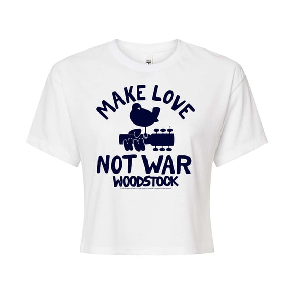 Woodstock - Make Love Not War - Juniors Cropped Cotton Blend T-Shirt