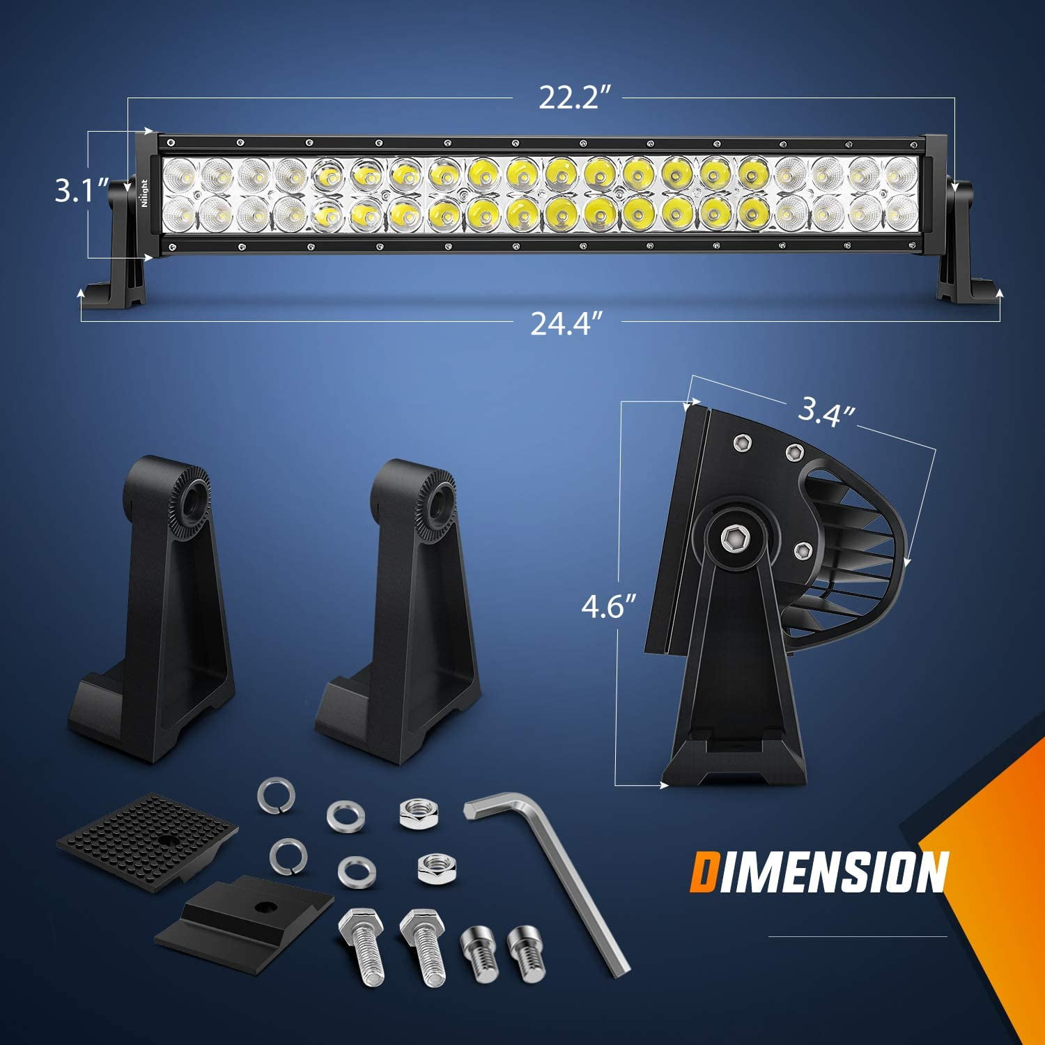 Nilight 22" 120w LED Light Bar Flood Spot Combo Work Light Driving Lights Fog Lamp Offroad Lighting for SUV Ute ATV Truck 4x4 Boat
