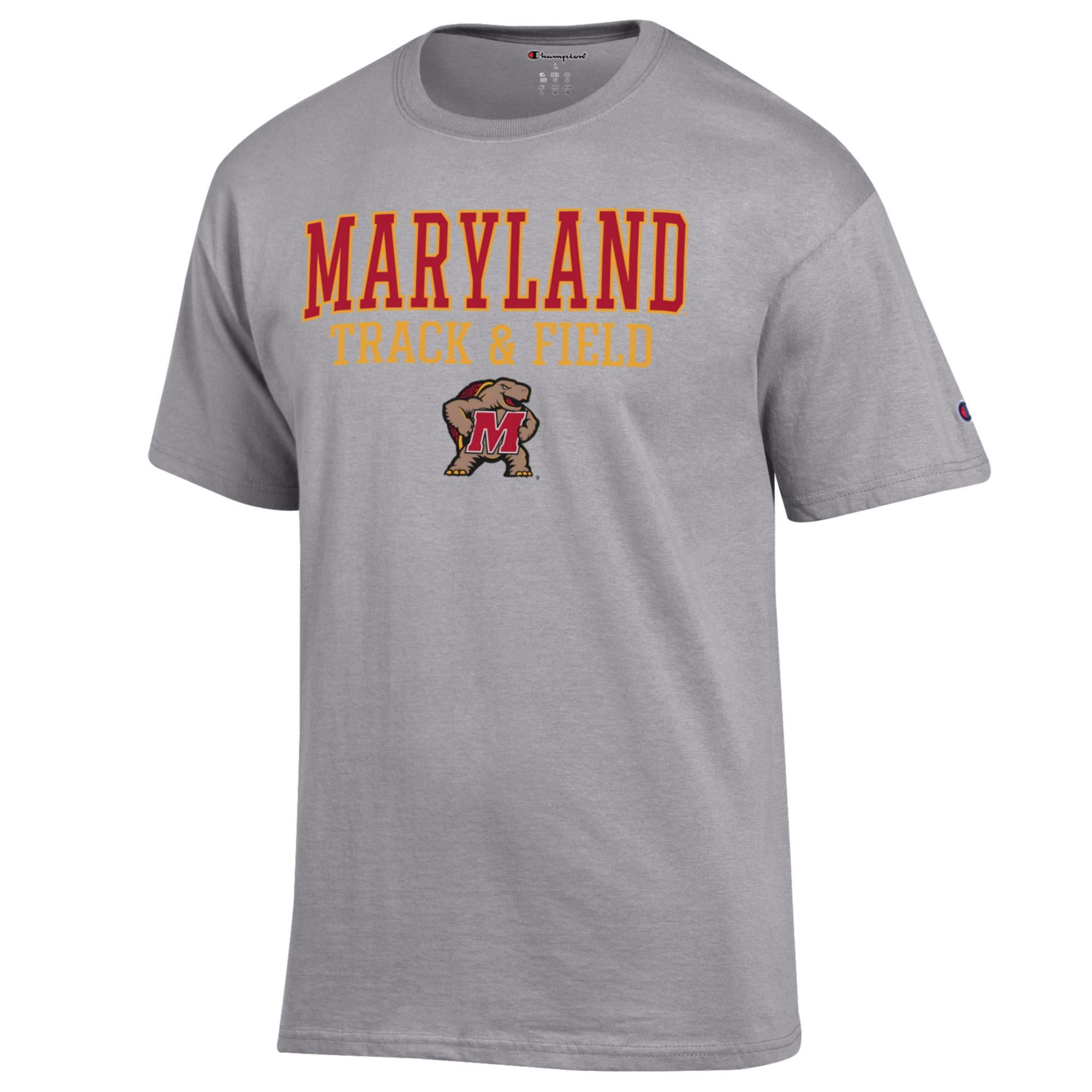 Men's Champion  Gray Maryland Terrapins Track & Field Stack T-Shirt