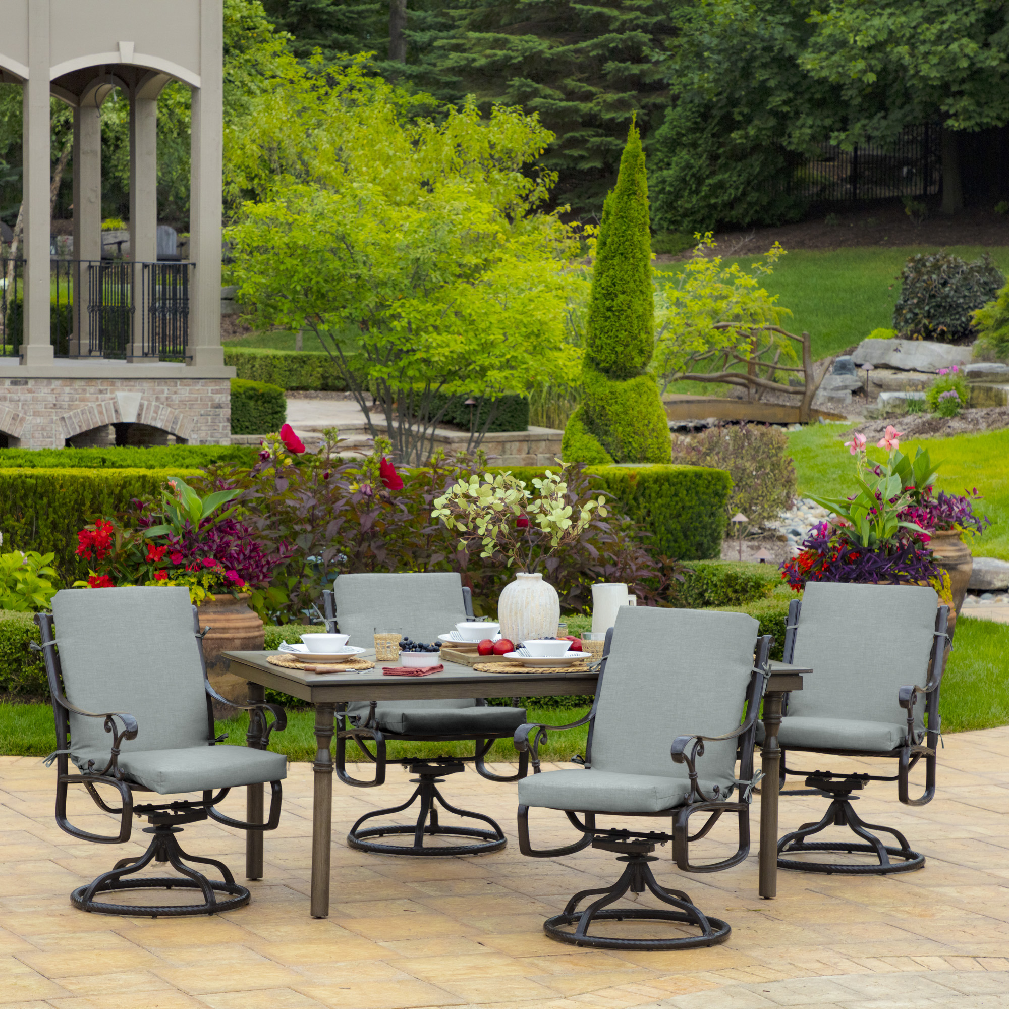 Arden Outdoor Dining Chair Cushion Set, Stone Grey photo 6