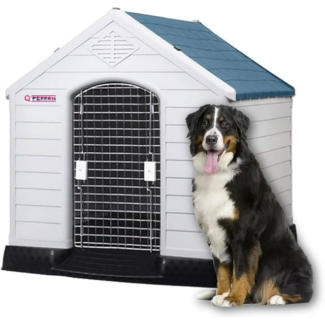 Casa Para Perro Q Perrón Raza Grande Con Puerta Color Azul