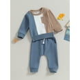 thumbnail image 3 of Bagilaanoe 2PCS Toddler Baby Boy Long Pants Set Contrast Color Long Sleeve Sweatshirt Pullover Tops + Sweatpants 6M 12M 18M 24M 3T Kids Casual Sweatsuits, 3 of 9
